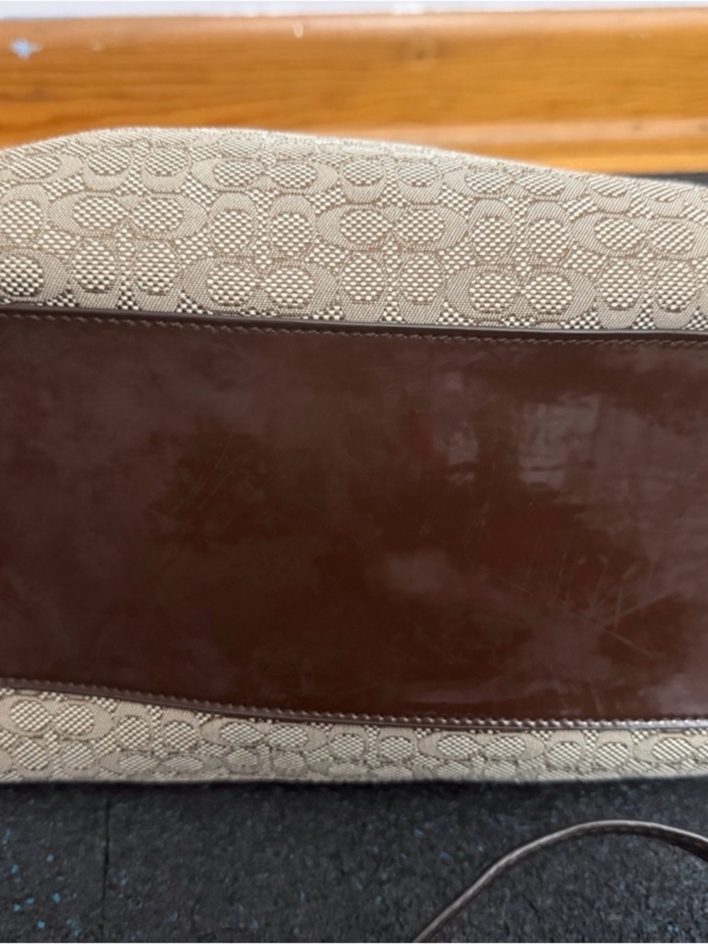 Coach Khaki Signature Satchel with Brown Leather Trim - Picture 7 of 12